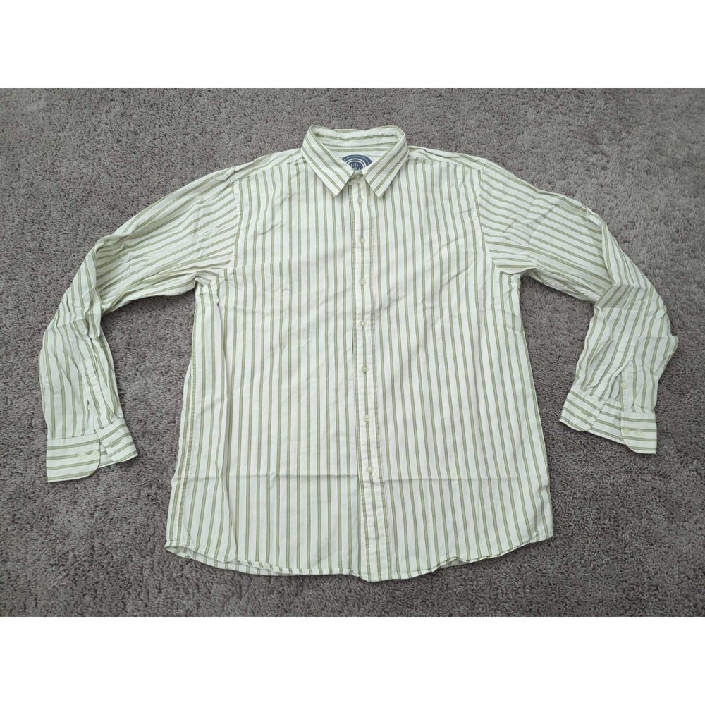 Life is Good Button Up Shirt Mens‎ L Green Long Sleeve 100% Cotton Preppy Casual